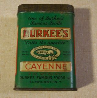 Vintage Durkees Cayenne Tin. 2 Ozs, Used