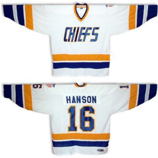 HANSON brothers SLAPSHOT movie CHIEFS jersey   WHITE