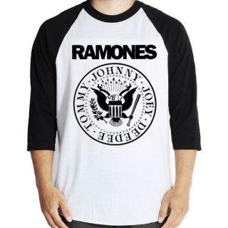 Ramones logo punk rock band NYC Baseball Jersey t shirt 3/4 sleeve 