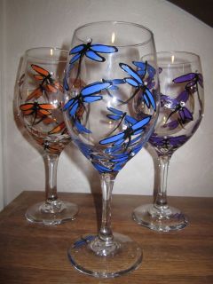 Handpainted Wine Glass (1)   Dragonfly Wine Glass by paintbrushpegg 