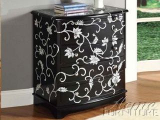 32H Judson Black Finish Bombay Chest with Painted Vines Design