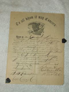   War Signed Discharge Document; Charles W. Bills 1st Div. 9th A.C