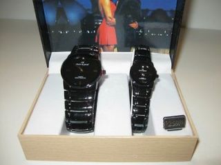 HIS AND HERS CHARLES RAYMOND NEW YORK WRISTWATCH GIFT SET, BLACK AND 