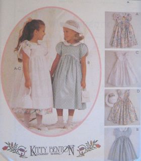 Childs Girls Dress Pinafore Hankie Hatband Sewing Pattern Tulip Sleeve 