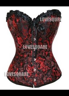 Red Black Chinese Style Dragon Boned Corset S M L XL