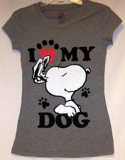 Snoopy Peanuts I love my Dog Juniors Capped Sleeves T Shirt Brand New 