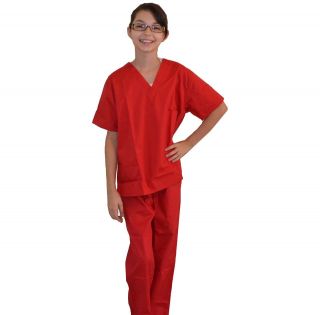 Kids Scrubs Red REAL Childrens Doctor and Nurse Scrub Sets