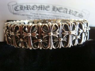 Rare CHROME HEARTS Multi Cemetery Cross Silver Bracelet Authentic 