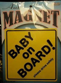 Baby on Board sign magnet decal magnetic Yellow