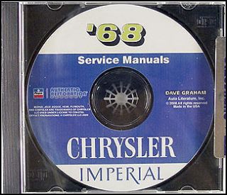 1968 Chrysler Shop Manual CD 68 Imperial 300 New Yorker Newport Repair 