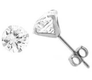   White Gold Round CZ Stud Earrings sizes2 10mm Top Quality FREE BOX