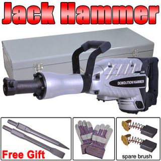 Insulated Motor Electric Demolition Jack Hammer 2x Chisel Concrete 