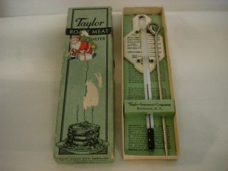 VINTAGE TAYLOR ROAST MEAT THERMOMETER NO. 5936 WITH SKEWER ORIGINAL 