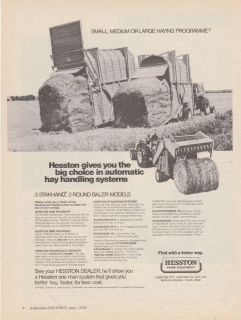 Vintage 1976 HESSTON HAY ROUNDERS Advertisement HAY BALERS