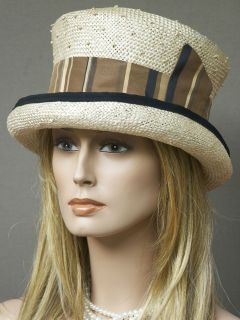 NEW Ladies Womens Church Designer Hat Natural Straw Formal Dress Hat 