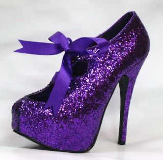 Purple Glitter Platform Fairy Costume Drag Queen Shoes Ankle Boots 