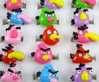   New 10 50pcs Mix Color Game Birds Childrens/kids Animal Resin Rings