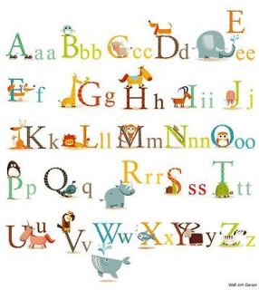   Animals Alphabet Kids Wall Sticker Decals 4 boys girls classroom