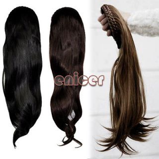 Womens Wig braid Hoop Headband Long Curly/Wavy 3/4 Fall Hair Wigs 