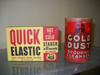 Set of 2 Old Cleaning Items   Gold Dust Cleanser and Quick Elastic 