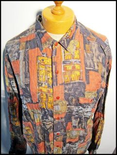 Vintage 1980s 80s Time Machine Traveller Indie Cool Mens Shirt Large