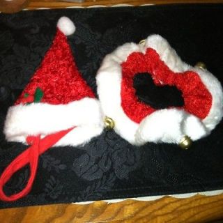 Small Dog Santa Hat And Velcro Collar With Jingle Bell