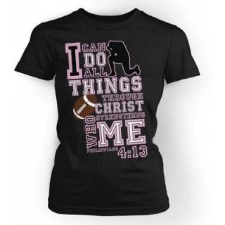   Things Through Christ Ladies T shirt Medium Christian Football Blac