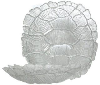 Clear Glass Turtle Shell Large Bowl 13 3/4x13 3/4x2 1/2