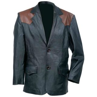   Style Genuine Cowhide Leather Sport Jacket   Blazer   Black & Brown