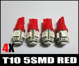 4X Red T10 5 SMD LED Door/Courtesy lamp 168 193 194 2825 921 W5W 161 