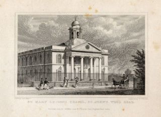 Antique Print MARY CHAPEL LONDON ​ENGLAND Shephe​rd 1827