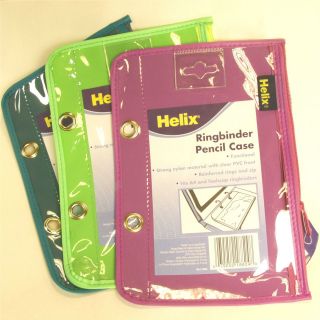 Helix Ringbinder Pencil Case   Zip Clear PVC Front Fits A4 / Foolscap 