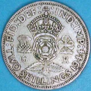 Great Britain 1944 Florin Silver Coin (mo 13)