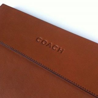 COACH Saddle Tan Caramel Heritage Leather iPad Tablet Easel Stand Case 