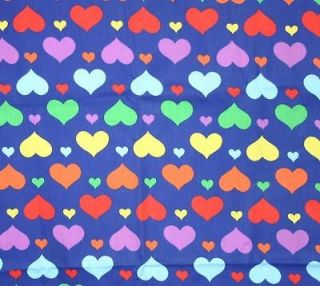 yard Rainbow Hearts blue/pink/ purple/orange ​100 % cotton print 