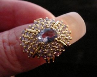   Ornate Tanzanite Amethyst Sapphire Cluster Styled Ring  Sz 10