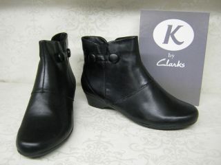 by Clarks Merida Ella Black Leather Casual Ankle Boots