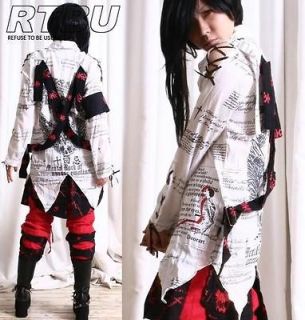 Visual Kei Gothic Punk Linen Muslin Dress Shirt Graphic Button Down 