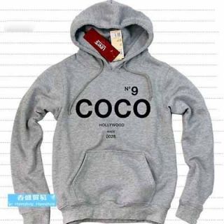 Size Korean Casual Women Gray COCO Print Outerwear Hoodies Pullover 