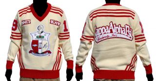 Kappa Alpha Psi Long Sleeve V neck Sweater White Red V neck Fraternity 