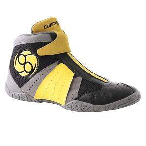 Clinch Gear Invincible Wrestling Shoes (Boots) Black/Grey/Yel​low