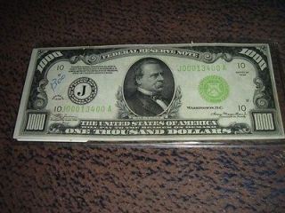 1000 dollar bill one thousand federal reserve note low serial number 