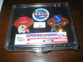 2002 NFL FOOTBALL SUPERBOWL 36 3 PIN SET LIMITED EDITION