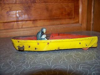 Antique Mark Tin Litho Wind Up Fire Water Boat Toy
