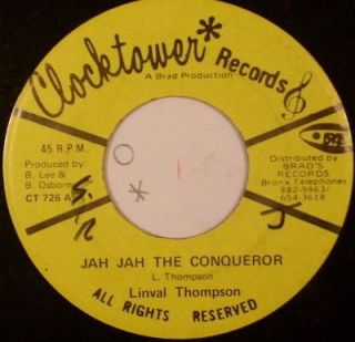 45 REGGAE LINVAL THOMPSON Jah Jah The Conqueror CLOCKTOWER RECORDS