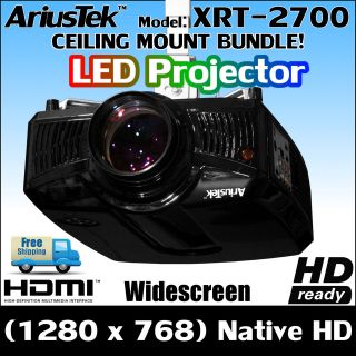 AriusTek XRT 2700 WXGA (1280 x 768) LED Projector Bundle, 20001, HD 