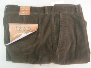 NWT Mens IZOD Brown Corduroy Pants 40x30 #4935