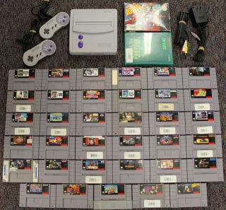 SUPER NINTENDO SNES CONSOLE SYSTEM + 37 GAMES   TESTED GUARANTEED 