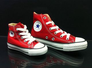 NEW INFANTS (KIDS) CONVERSE ALL STAR HI RED CANVAS TRAINERS