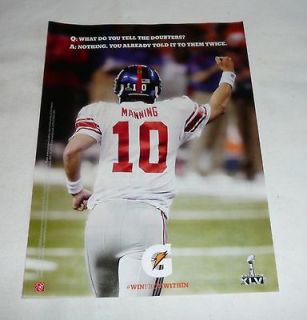 2012 Gatorade ad page ~ ELI MANNING ~ New York Giants Super Bowl 